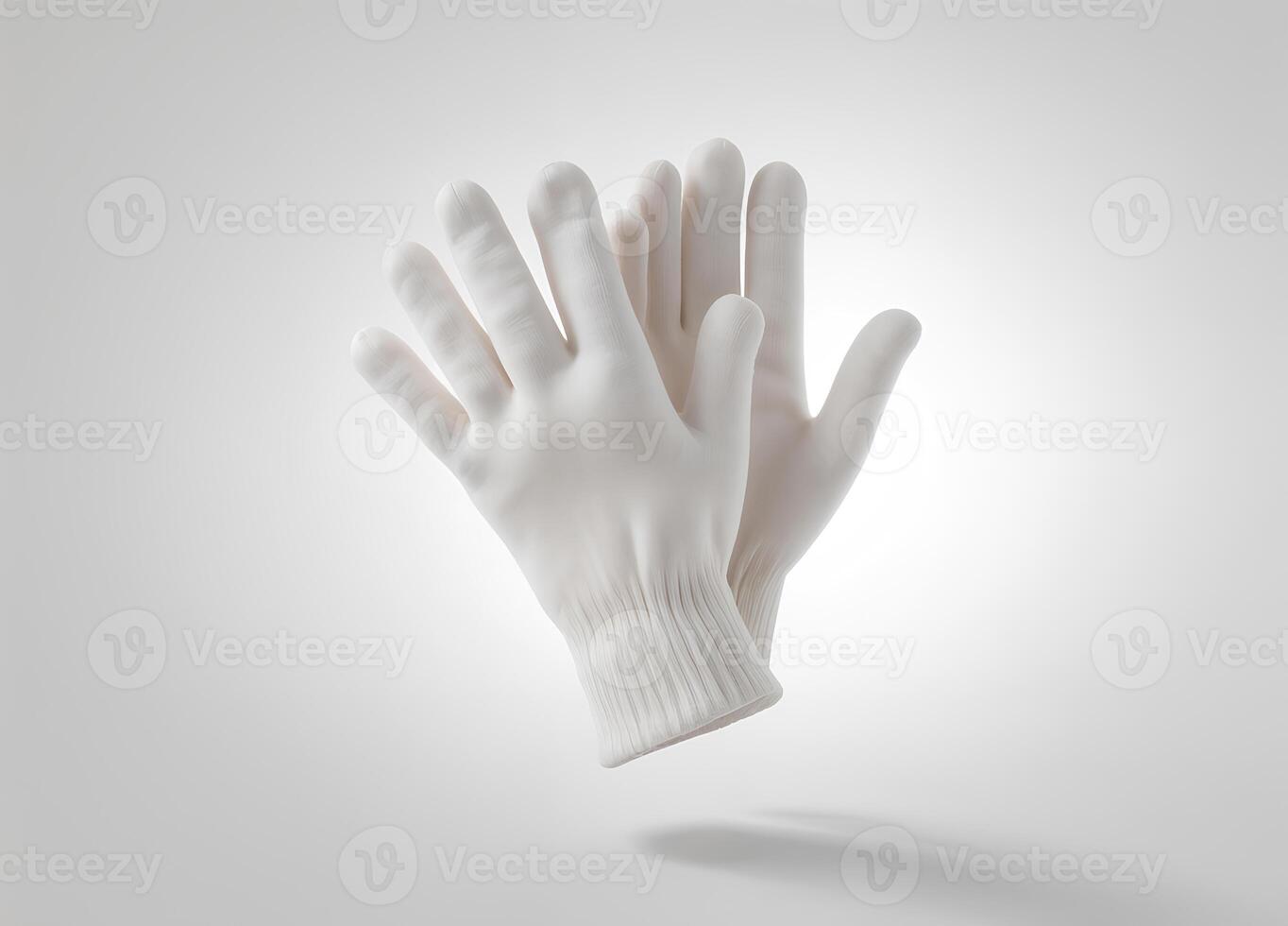 Blank knitted winter gloves mockup. Clear ski or snowboard mittens mock up, isolated. Warm hand clothes design template. Plain arm accessory presentation for branding. photo