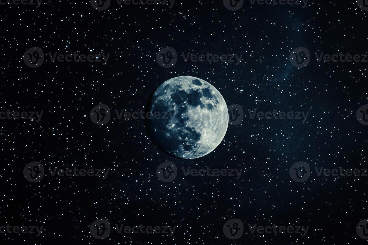Full moon shining brightly in a night sky filled with stars. photo