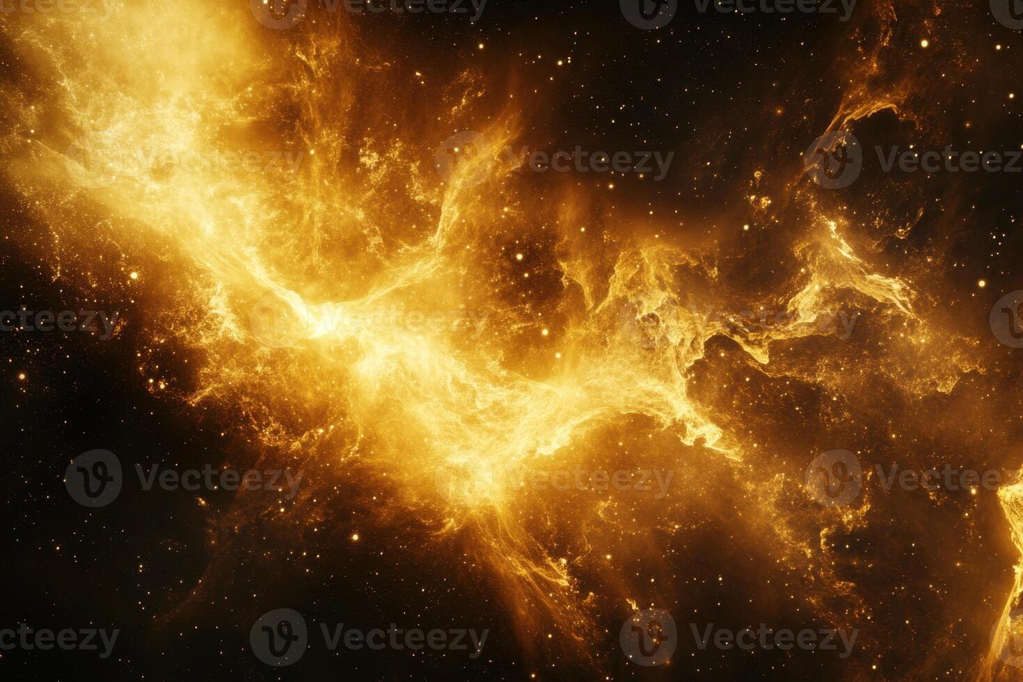 Golden Nebula in Space. photo