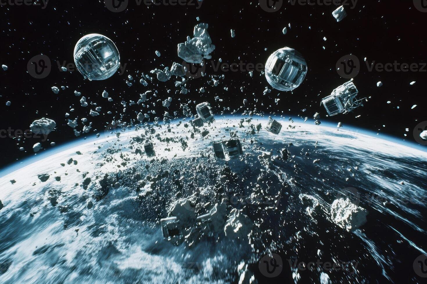 Space debris orbiting Earth. photo