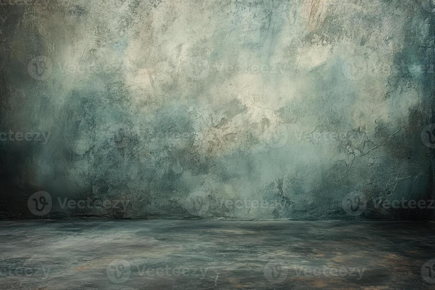 A dark and moody textured concrete wall and floor backdrop. photo