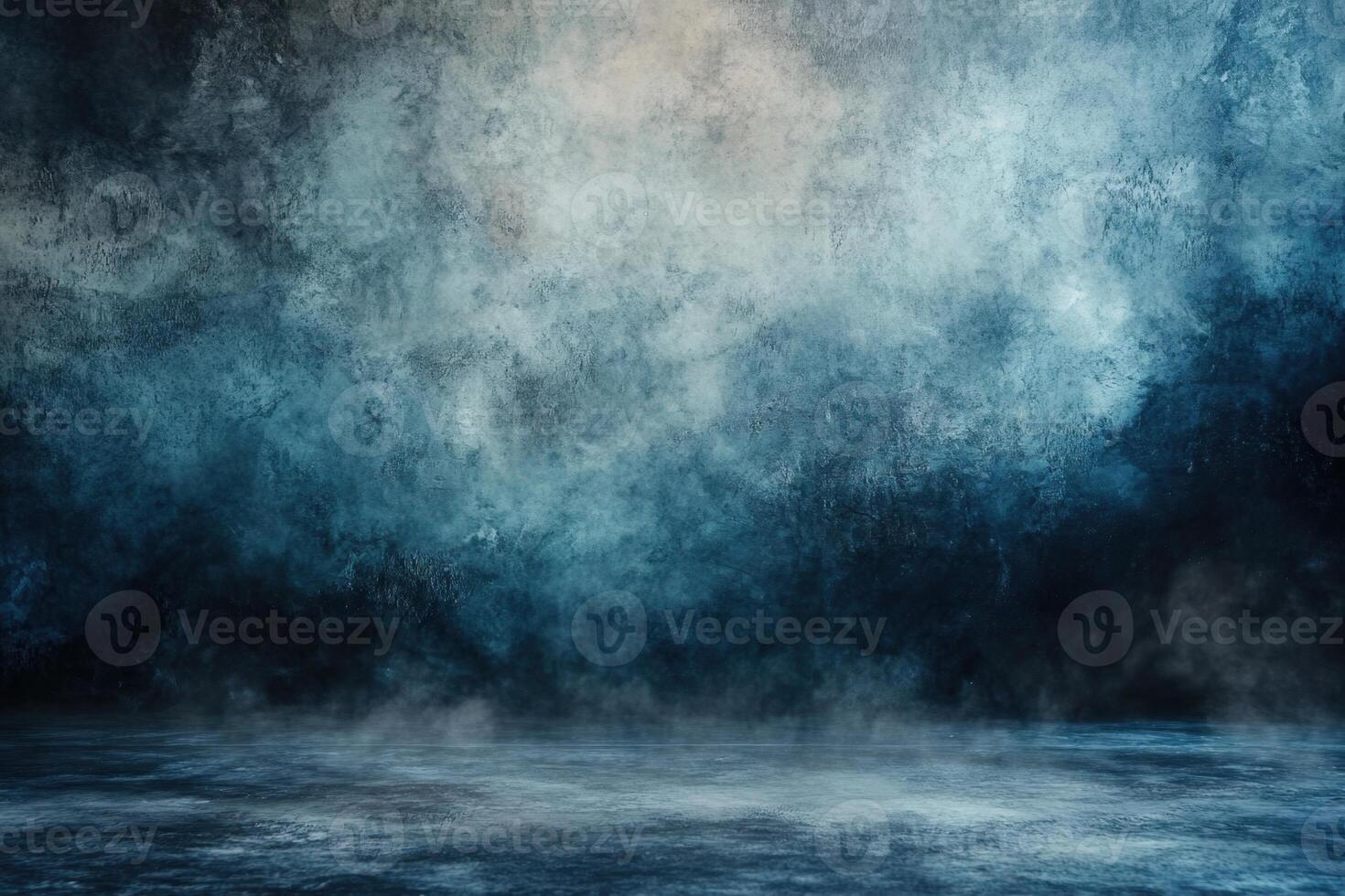 A dark blue background with fog and smoke. photo