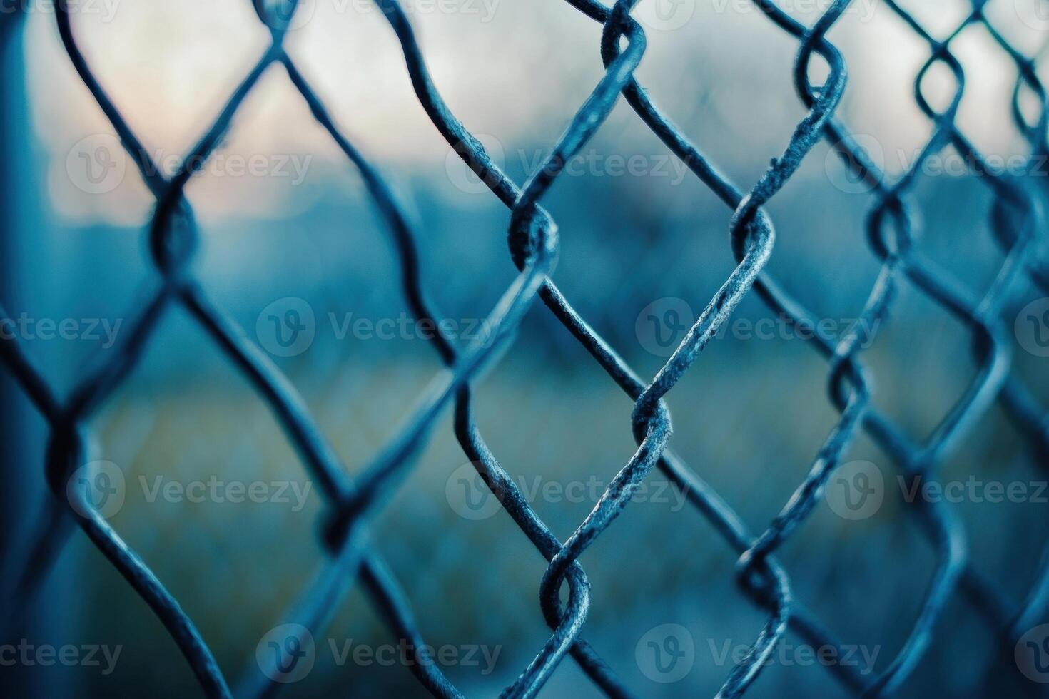 Close-up of a rusted chain-link fence with a blurred background. photo