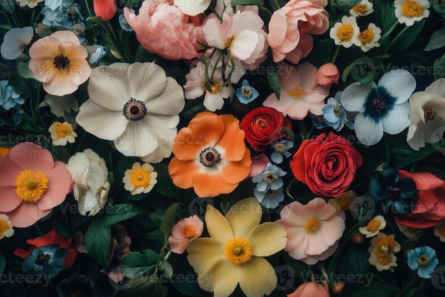 A vibrant array of colorful flowers. photo