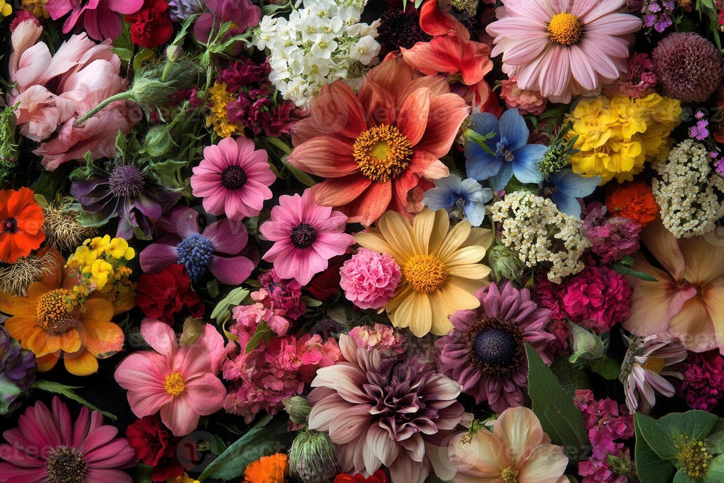 A vibrant and colorful collection of assorted flowers. photo