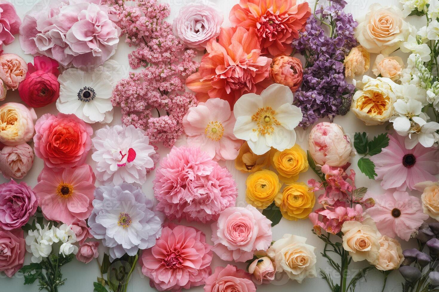 Colorful flower arrangement on a white background. photo