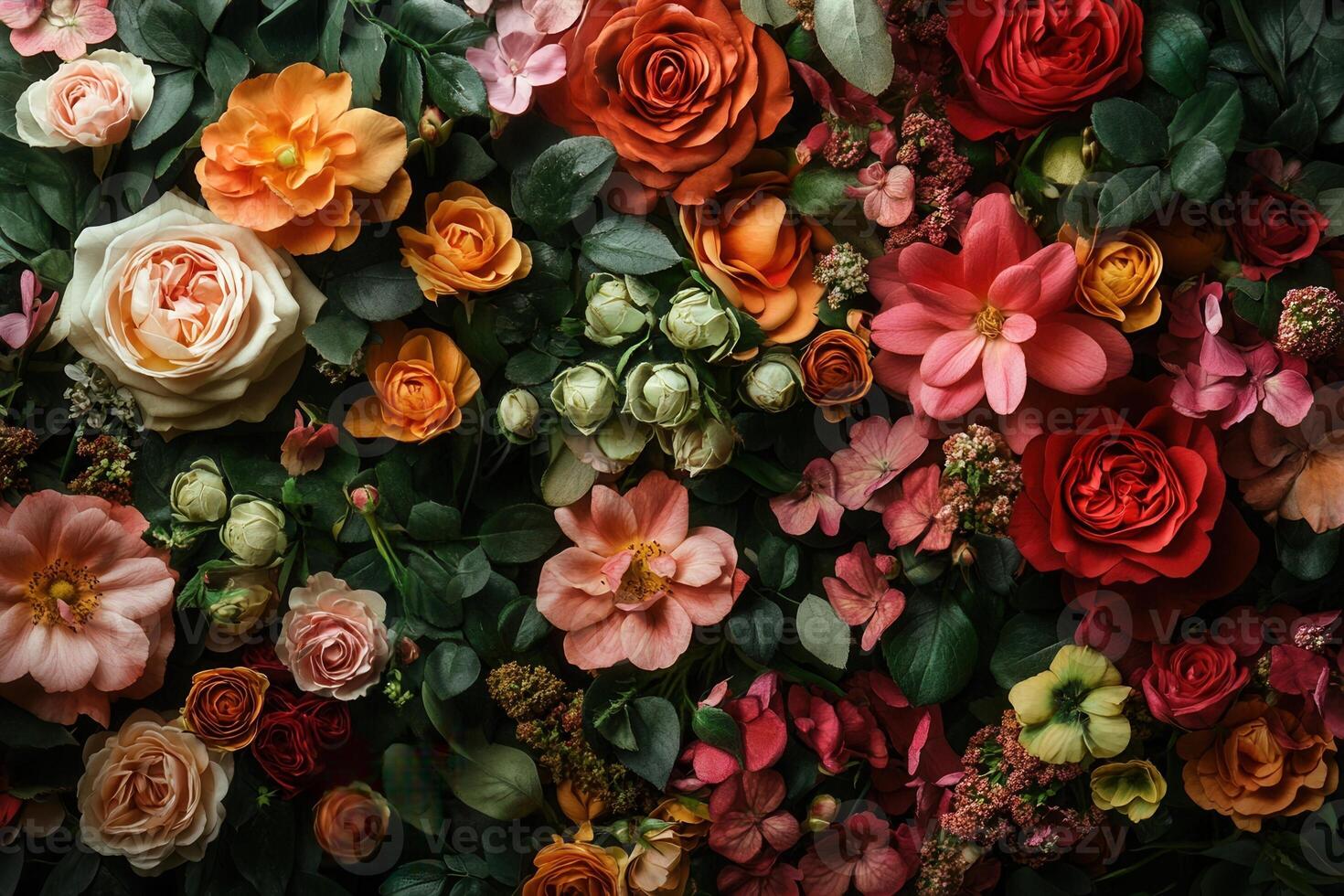 A large arrangement of flowers is shown in this photo