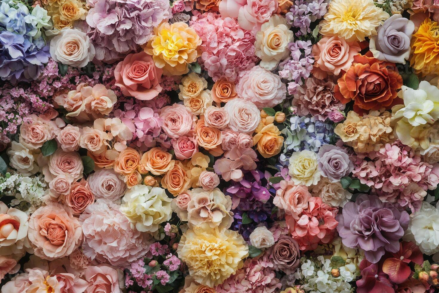 Colorful flower wall background. photo