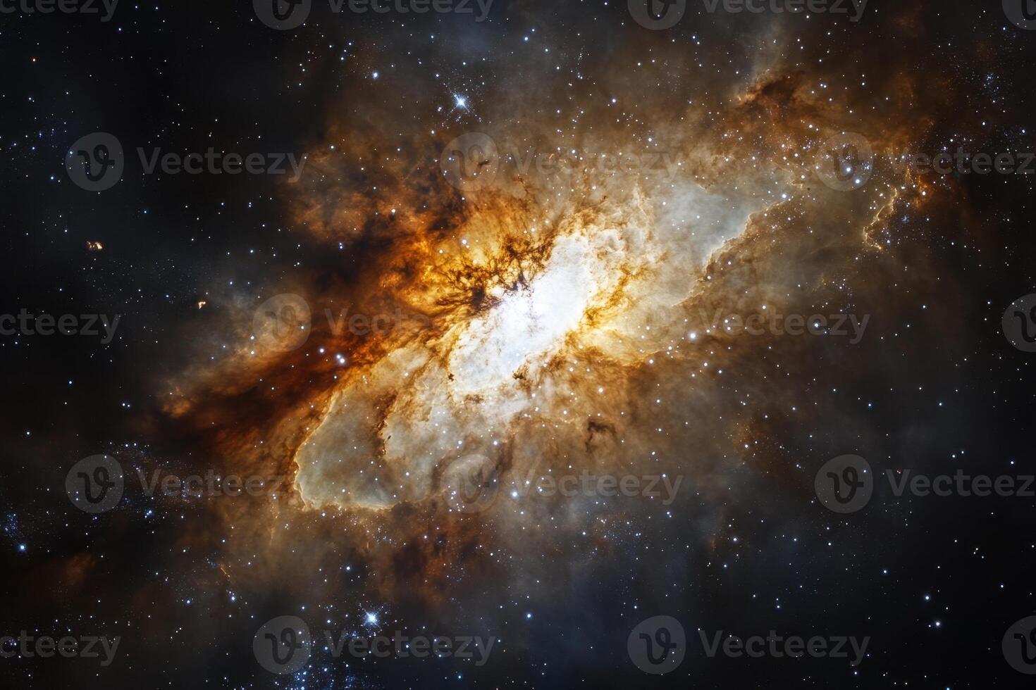 A cosmic nebula glows brightly against a backdrop of stars. photo
