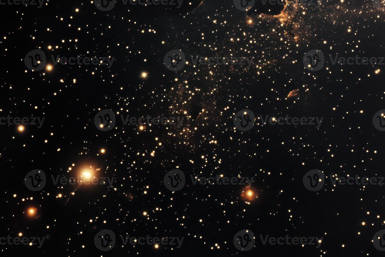 A dense field of stars and nebulae in space. photo