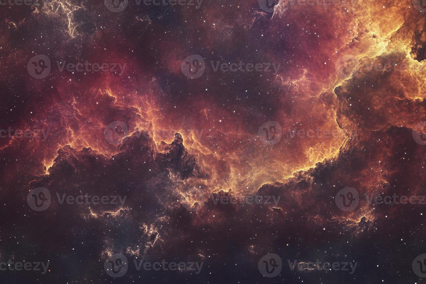 A breathtaking view of a fiery nebula with scattered stars. photo