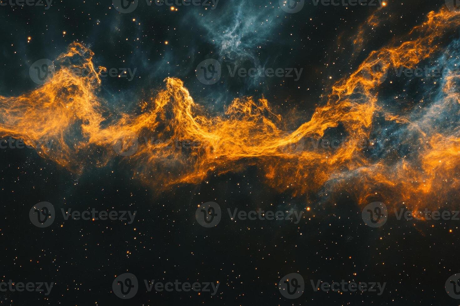 A cosmic nebula with swirling clouds of gas and dust. photo