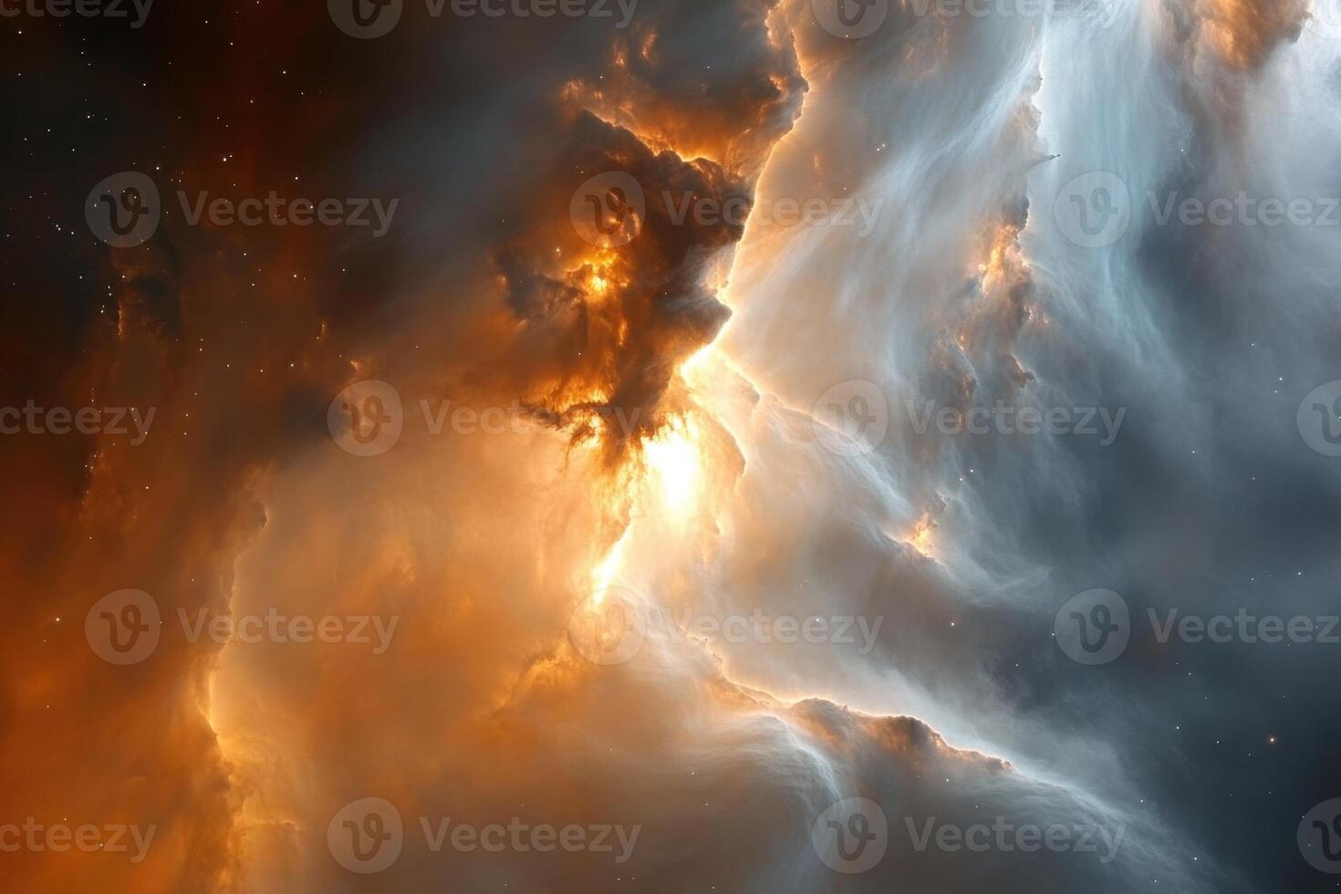 A cosmic nebula with glowing gas and dust. photo