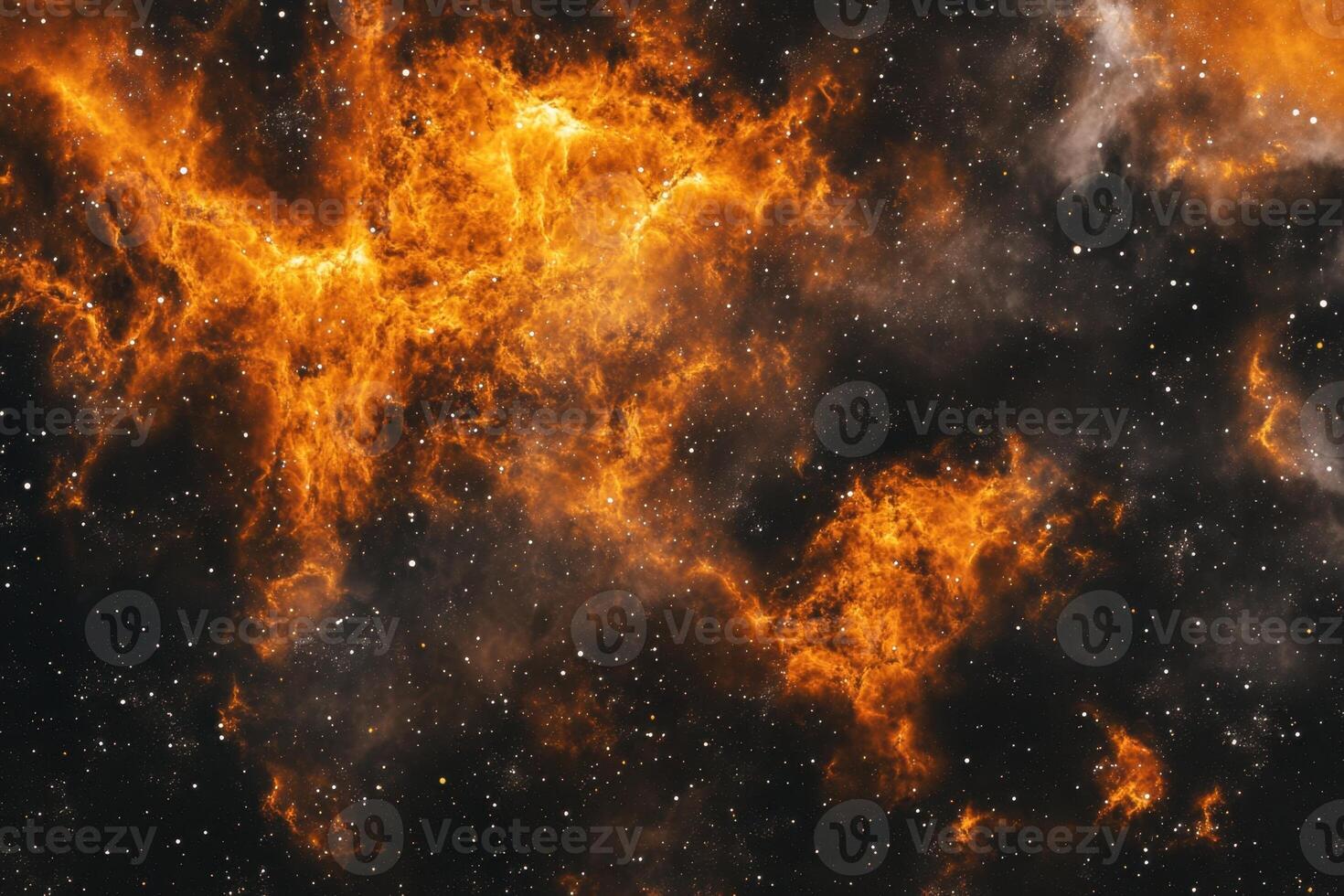 A fiery nebula fills the cosmos with swirling gas and dust, creating a breathtaking cosmic landscape. photo