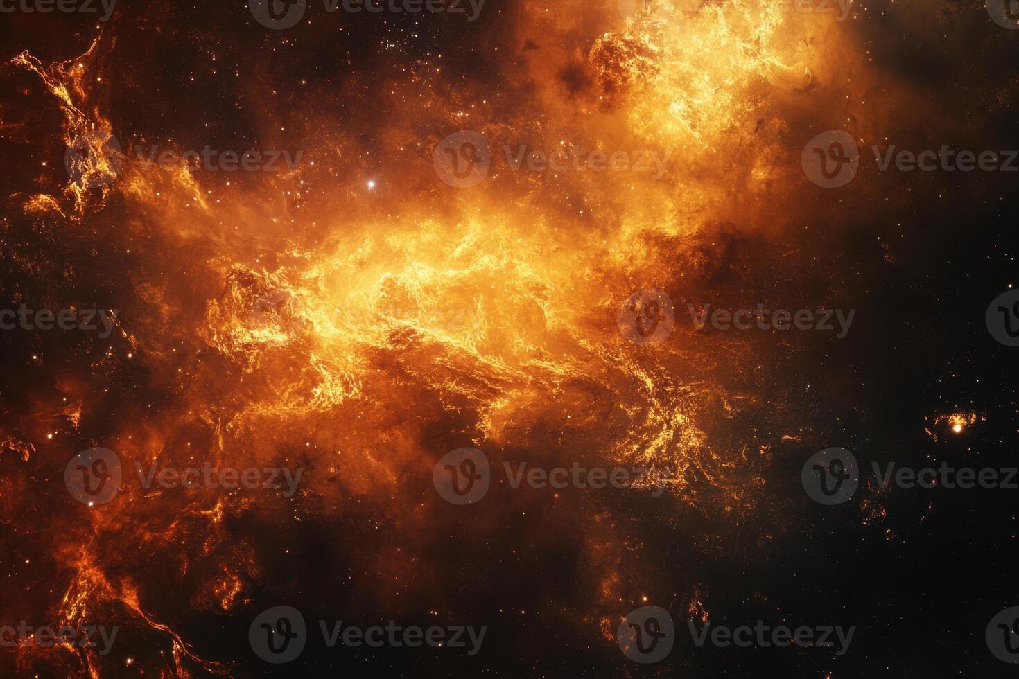 A fiery nebula of gas and dust glows brightly against the backdrop of the cosmos. photo
