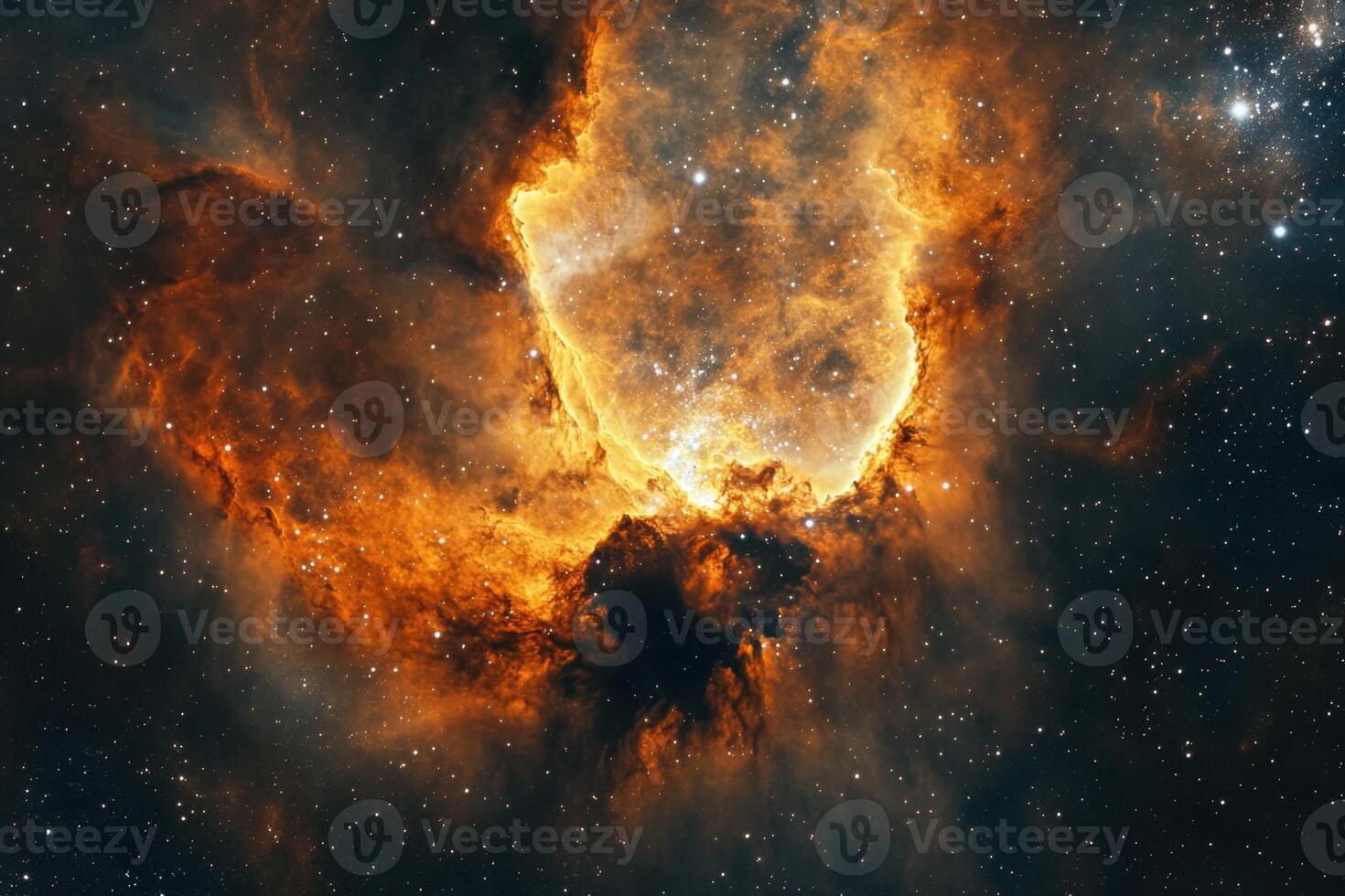 A fiery nebula in the cosmos. photo