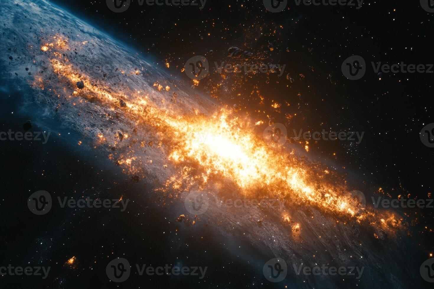 A fiery explosion in space. photo