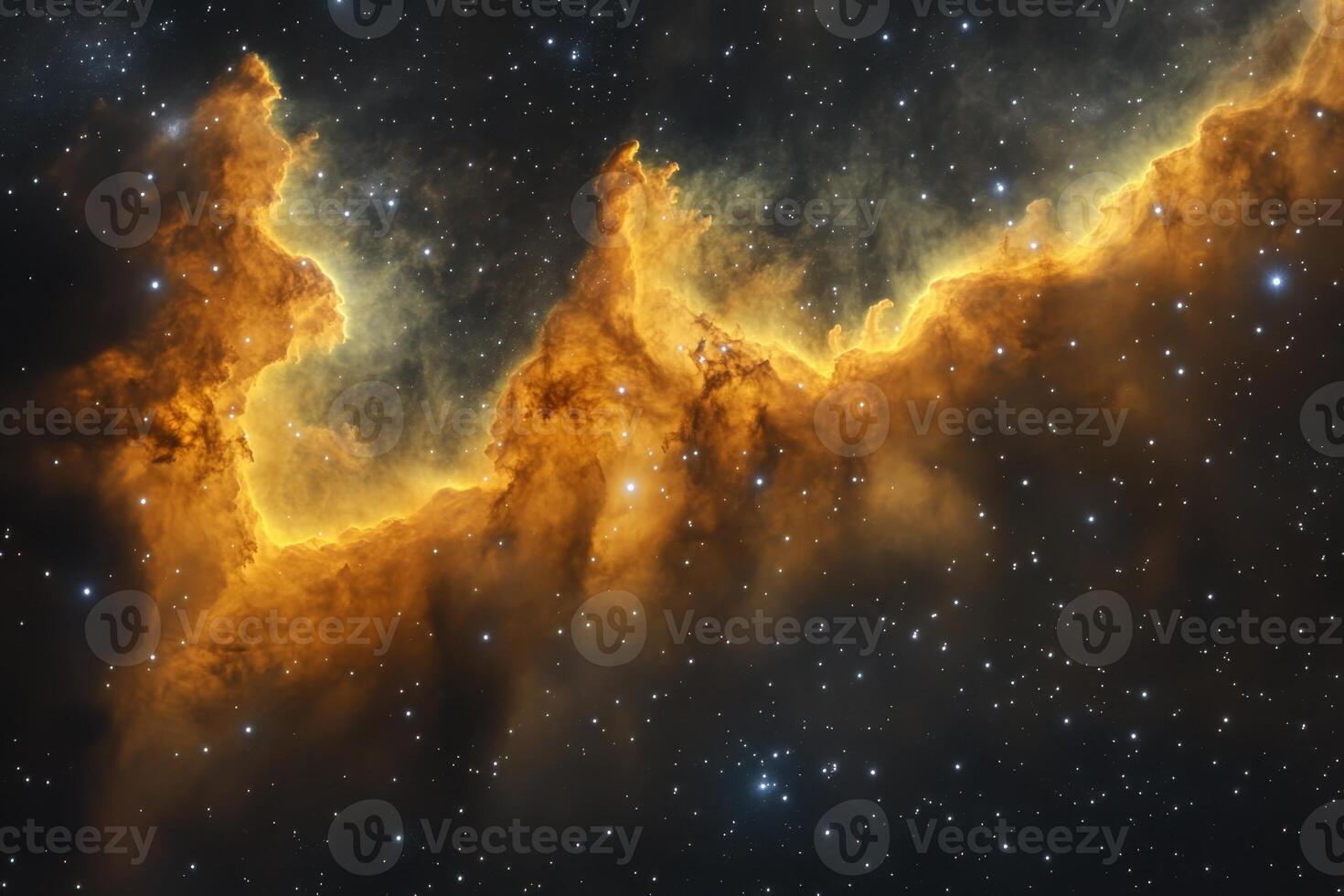A glowing nebula in the cosmos with bright stars in the distance. photo