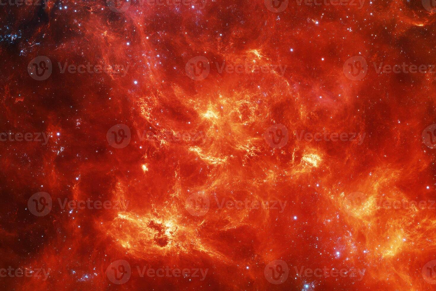 A fiery red nebula with scattered stars. photo