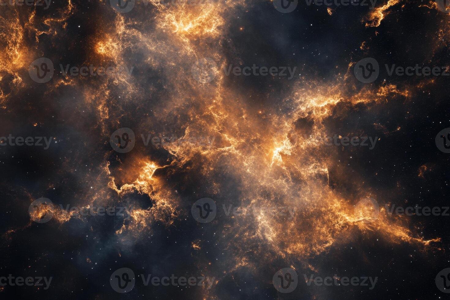 A nebula in space with swirling gas and stars. photo