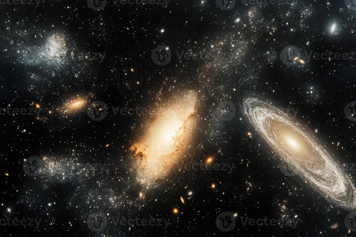 A stunning view of a distant galaxy with swirling arms and a bright core, surrounded by a vast expanse of stars. photo