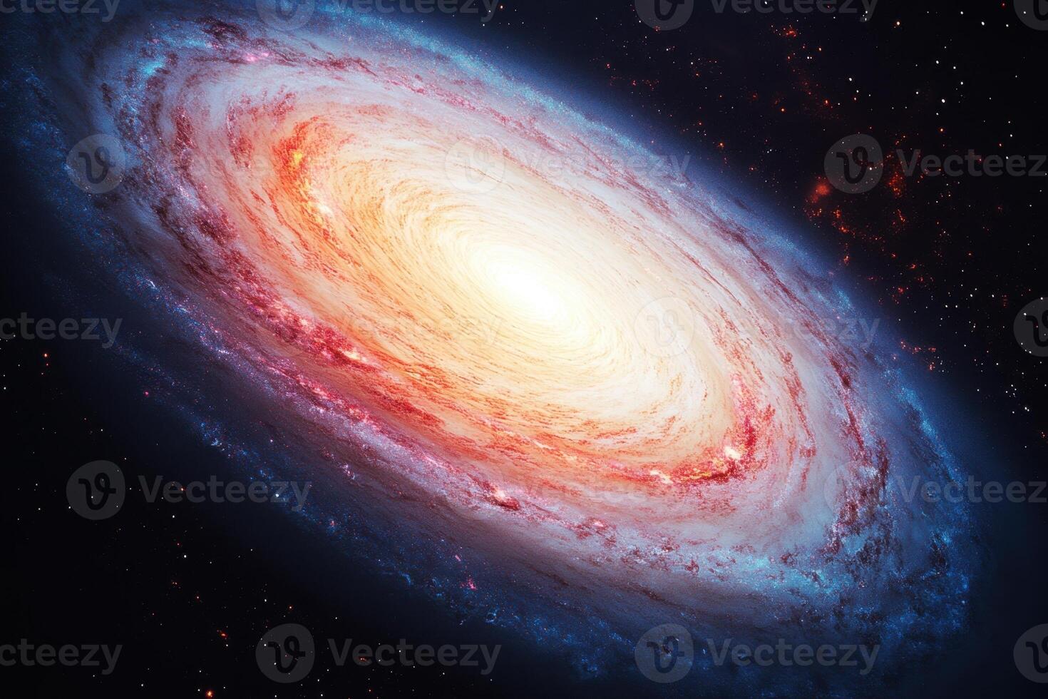 A stunning view of a spiral galaxy with bright central core. photo