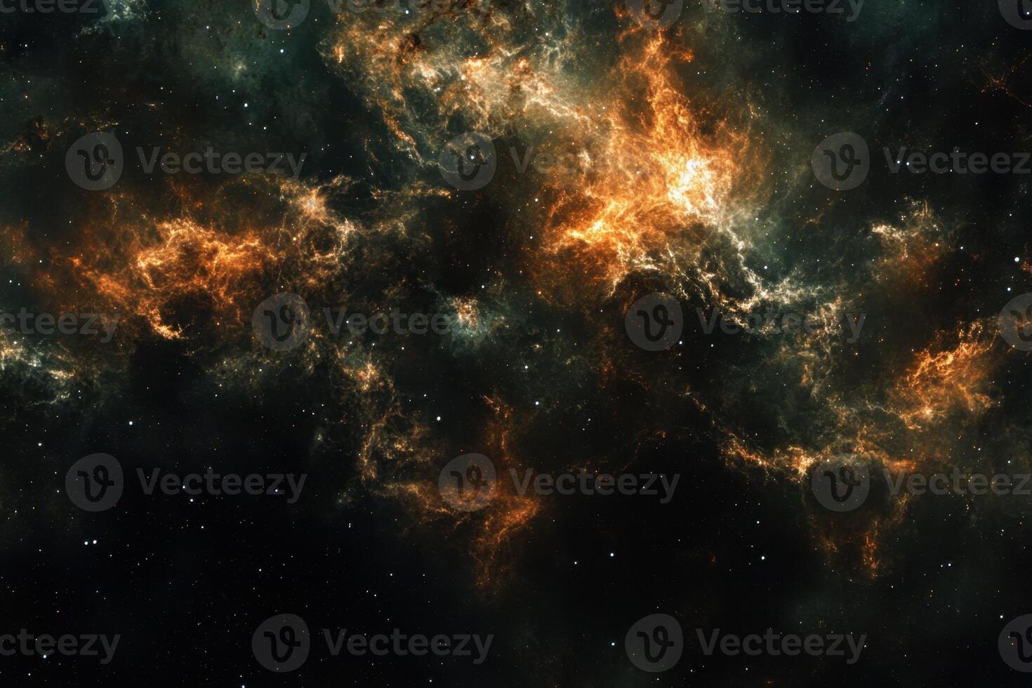 A vibrant nebula with swirling gas and dust clouds in deep space. photo