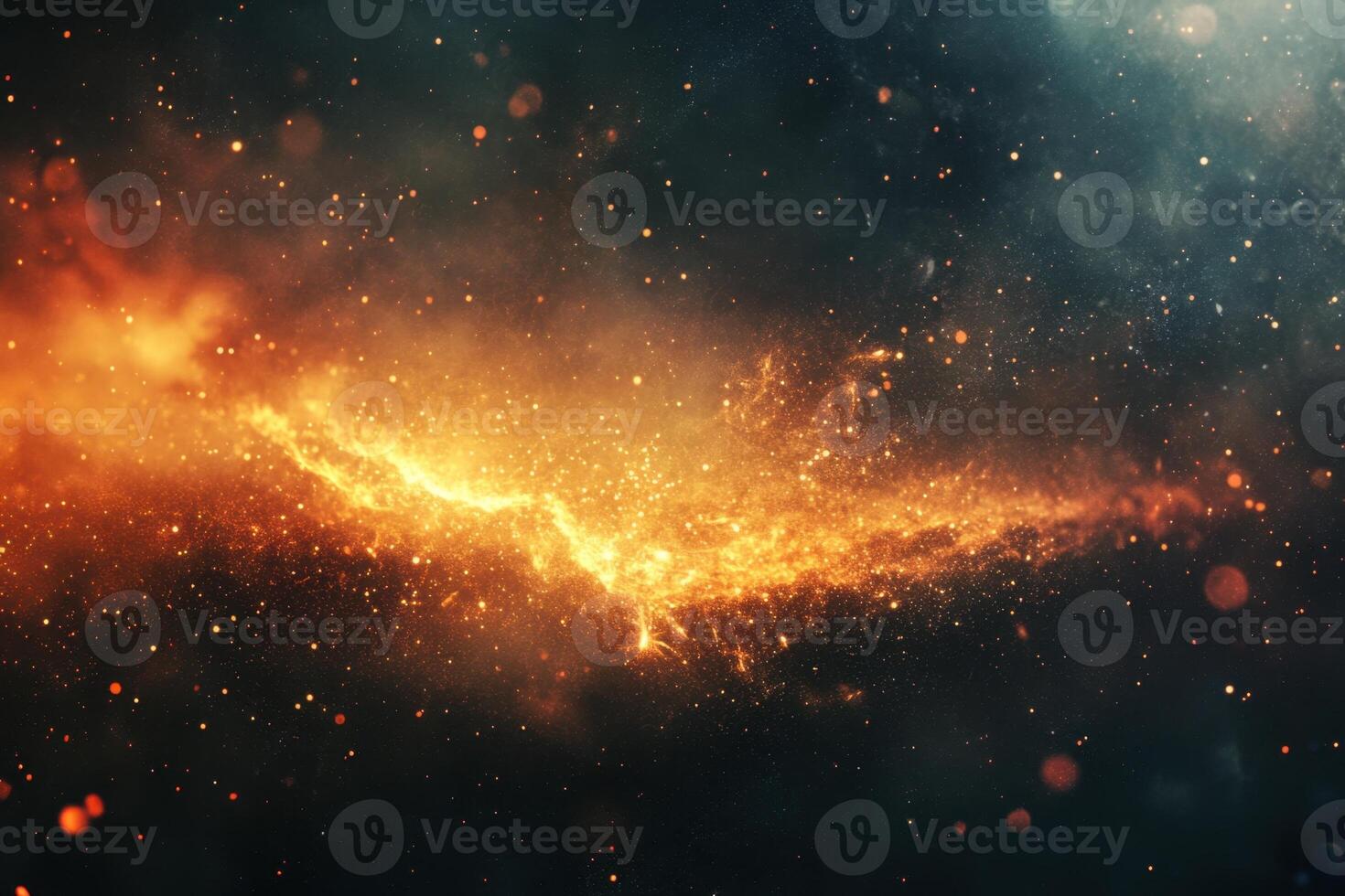Abstract cosmic background with fiery nebula and stars. photo