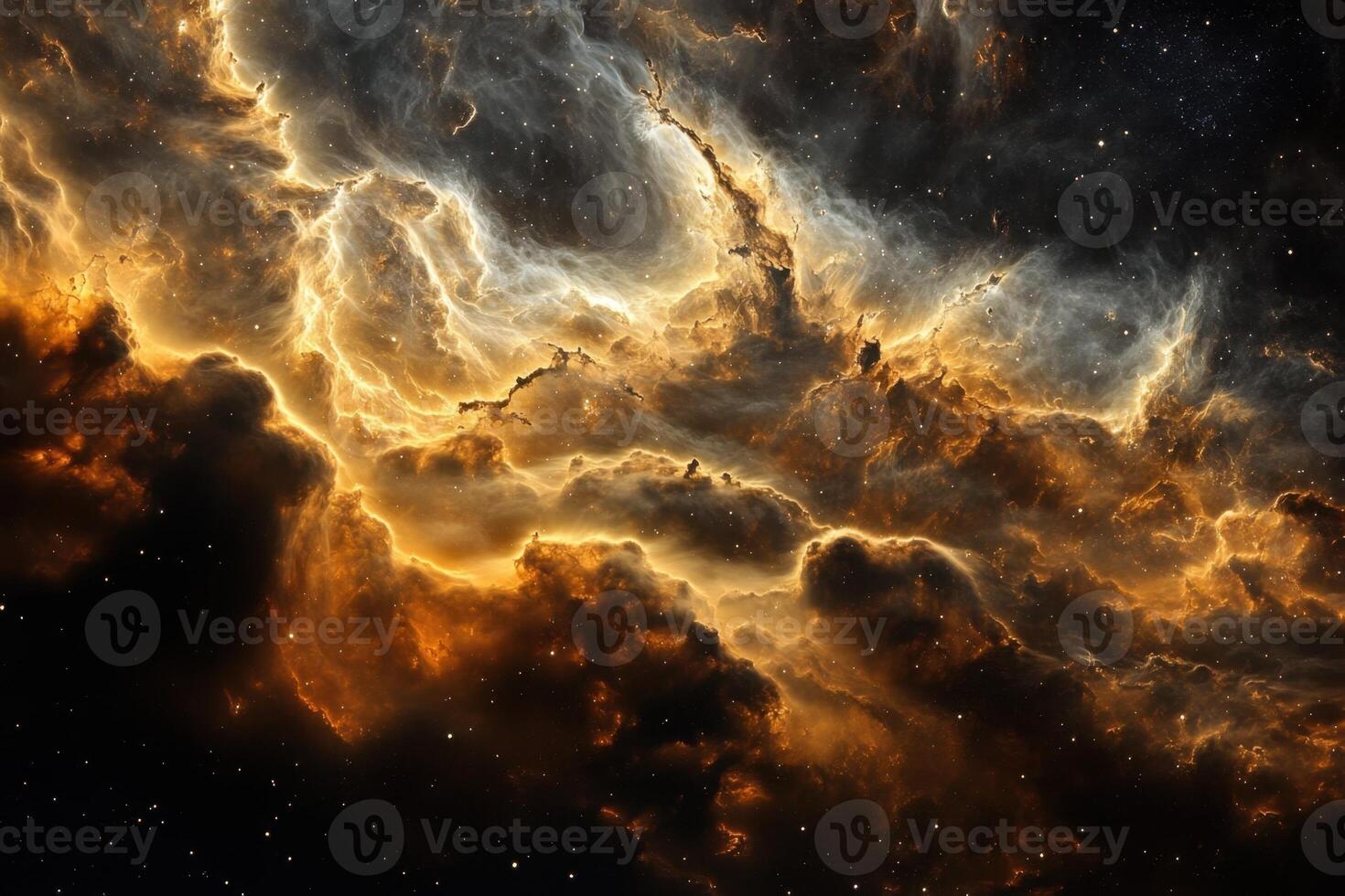 Abstract cosmic background with glowing clouds and stars. photo