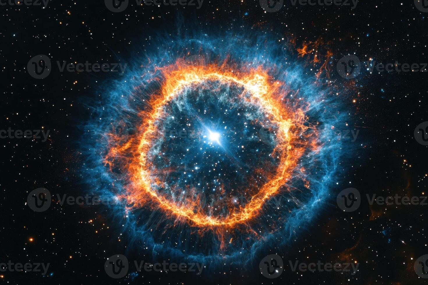 A vibrant nebula with a central star. photo