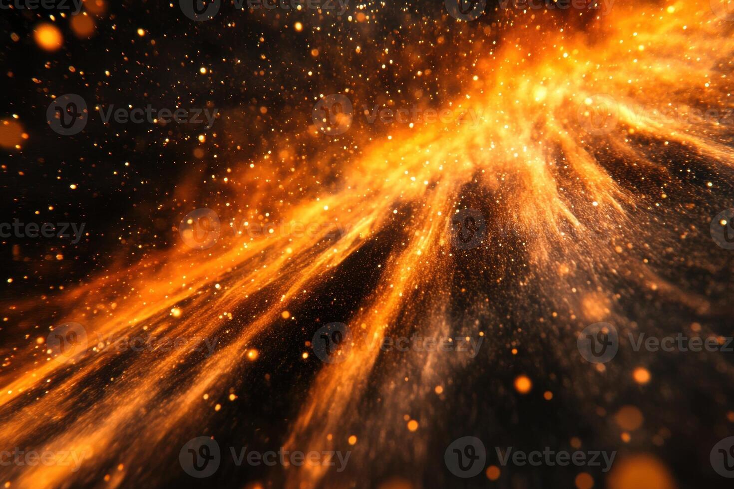 Abstract fiery background with glowing particles. photo