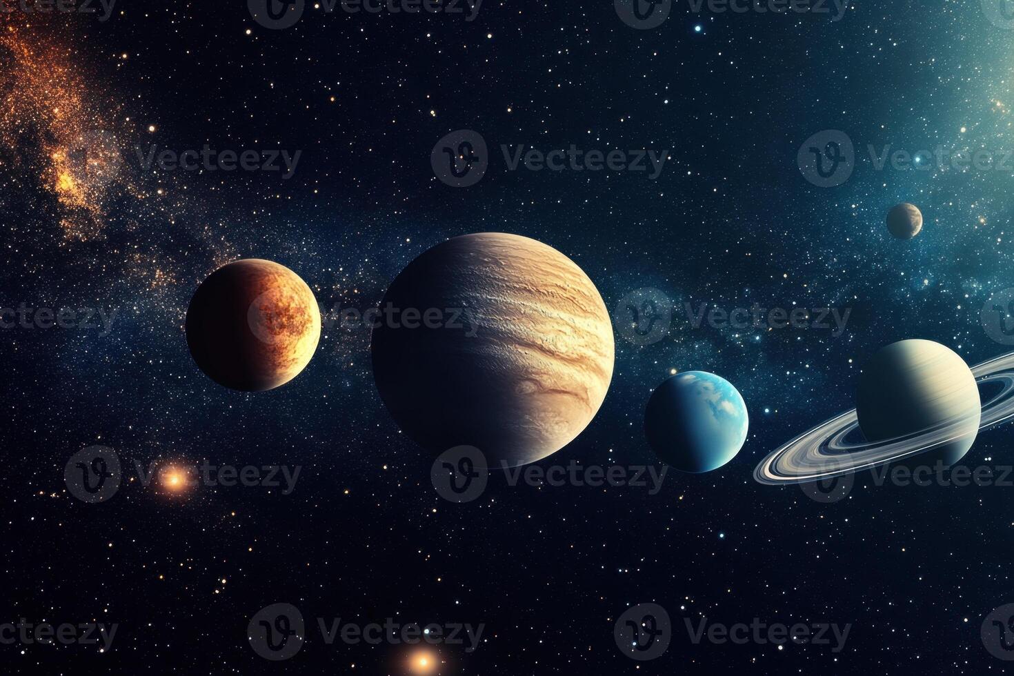 Planets aligned in outer space. photo