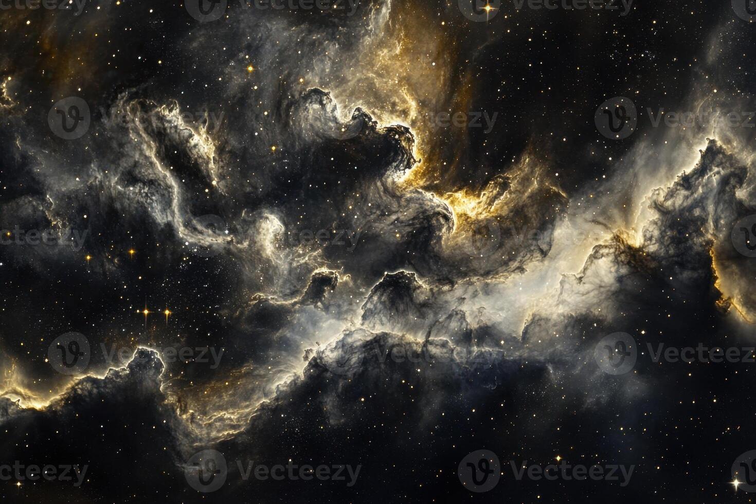 A swirling cloud of gas and dust in space, lit by the glow of distant stars. photo