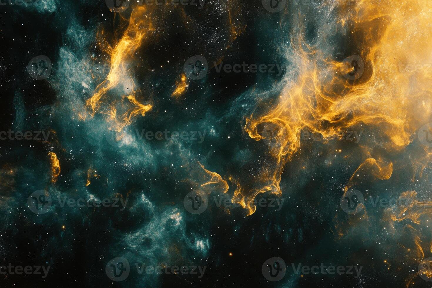 Abstract cosmic nebula with vibrant colors and swirling patterns. photo