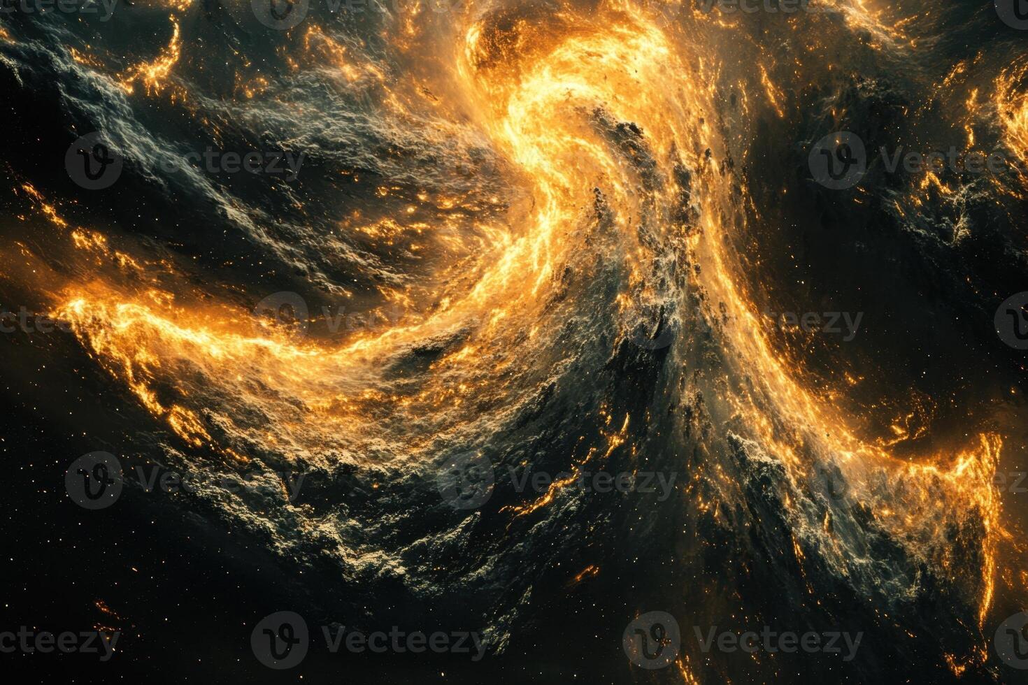 Abstract fiery swirl with dark background. photo