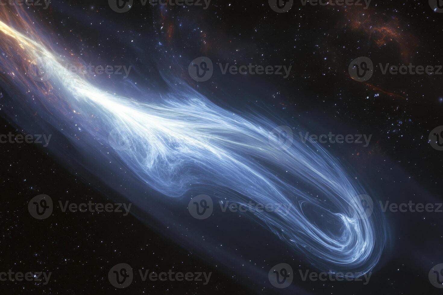 Abstract swirl of light in a starry sky. photo