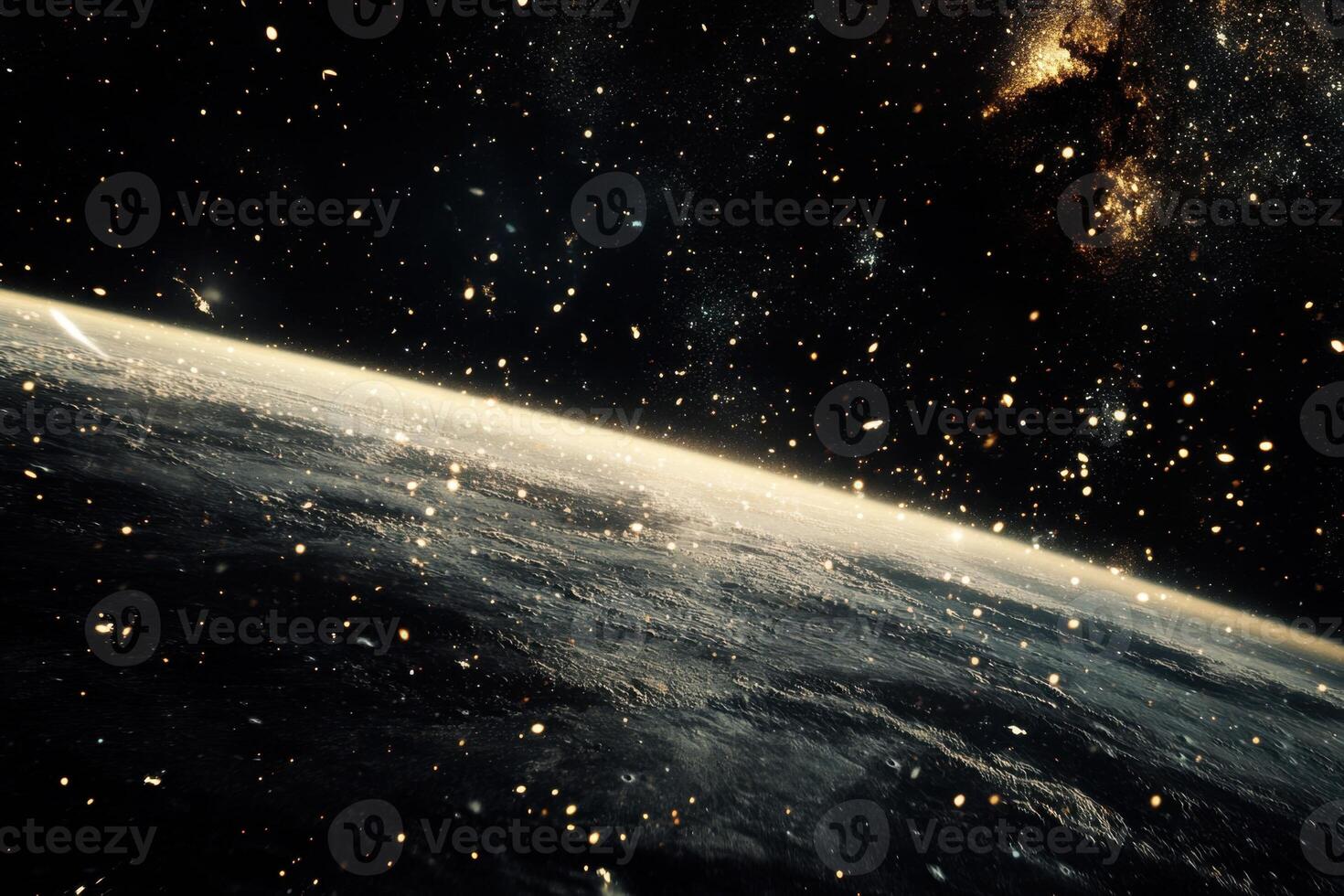 Earthrise over a starry night sky. photo