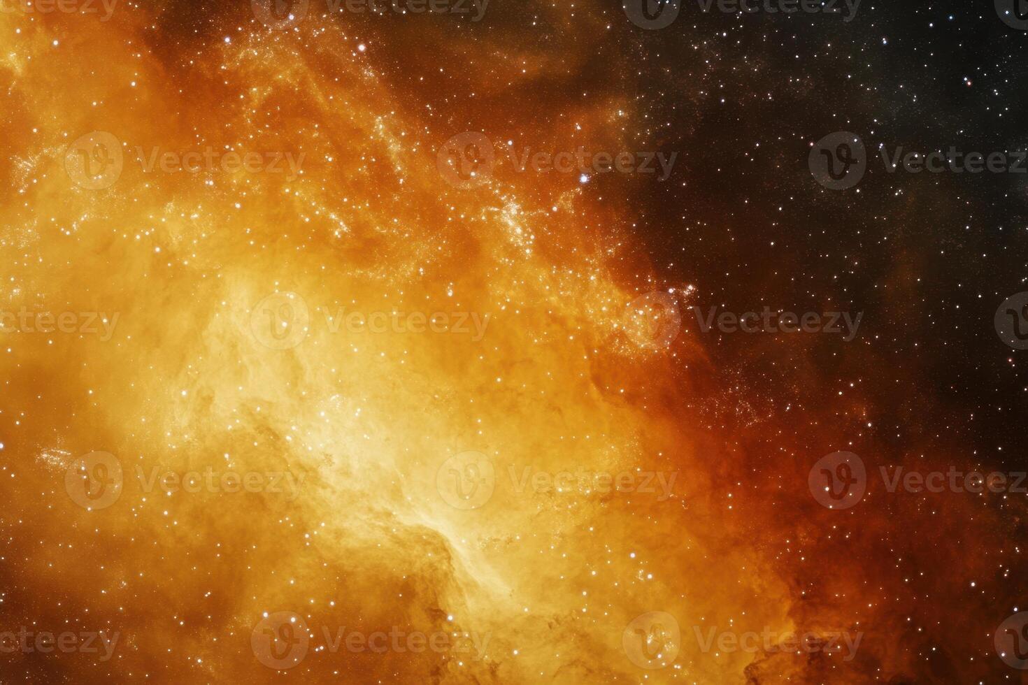 Orange and yellow nebula with stars. photo