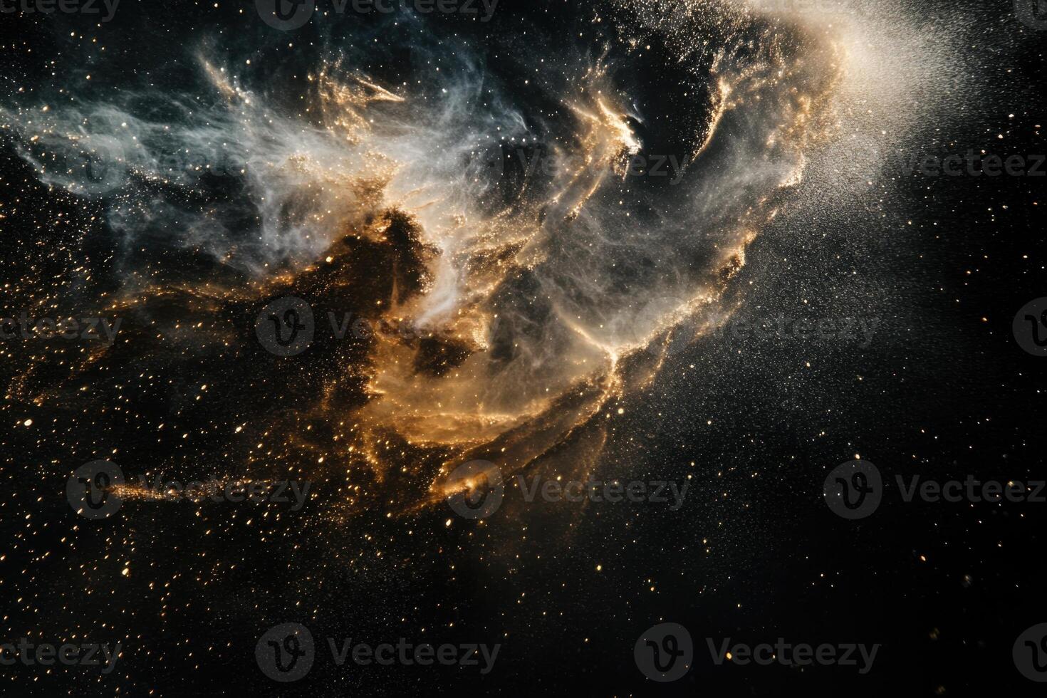 A swirling nebula of gas and dust in space. photo