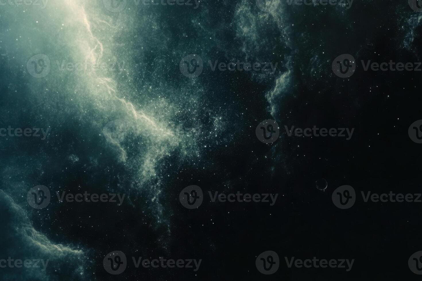 Abstract cosmic background with white nebulae and faint stars. photo