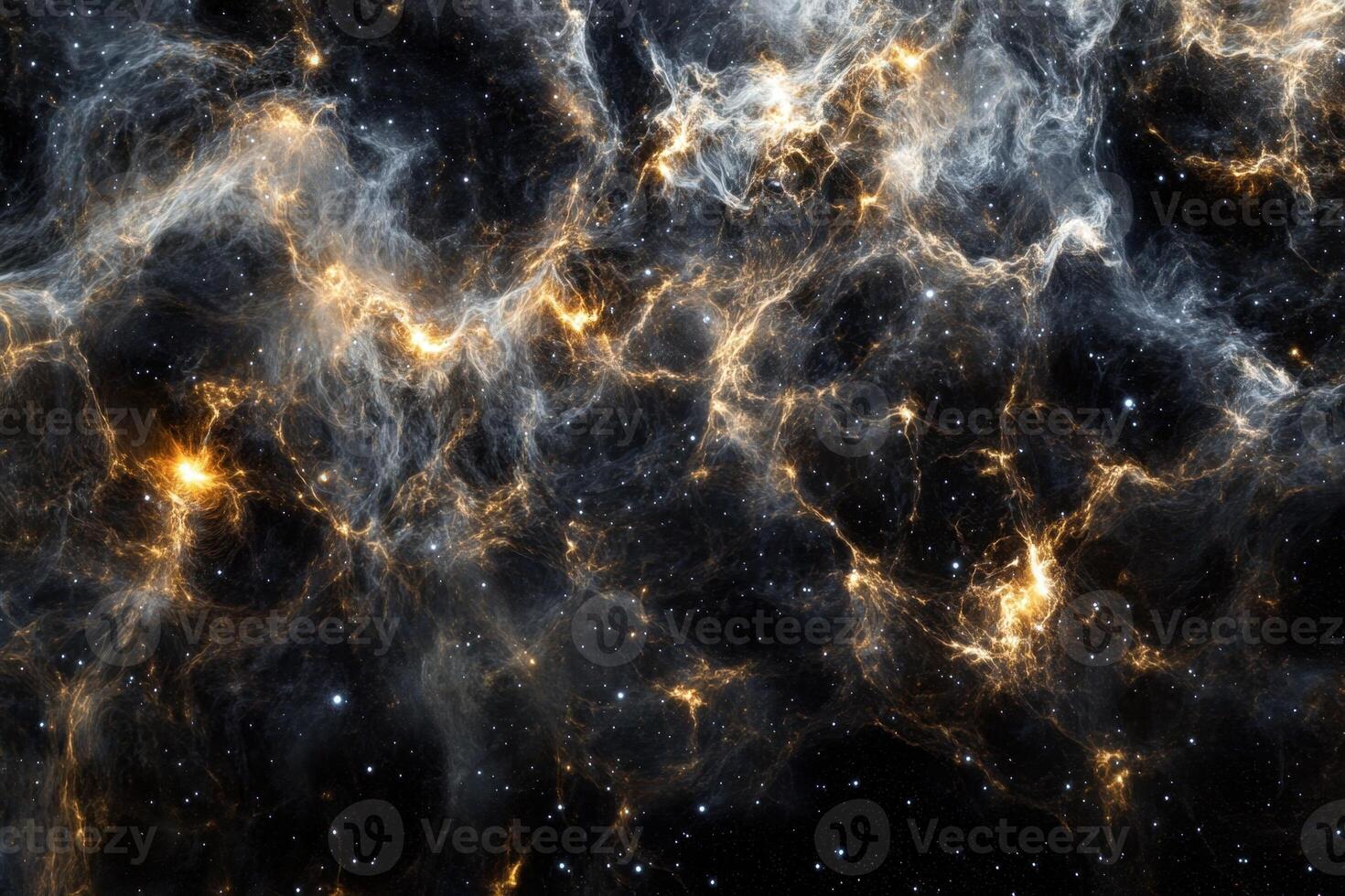 Abstract cosmic nebula with glowing gas and stars. photo