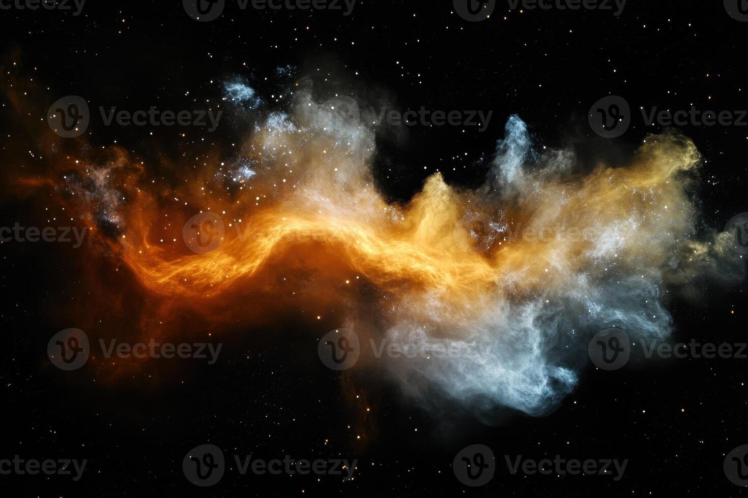Abstract cosmic nebula with swirling clouds of gas and dust in space. photo