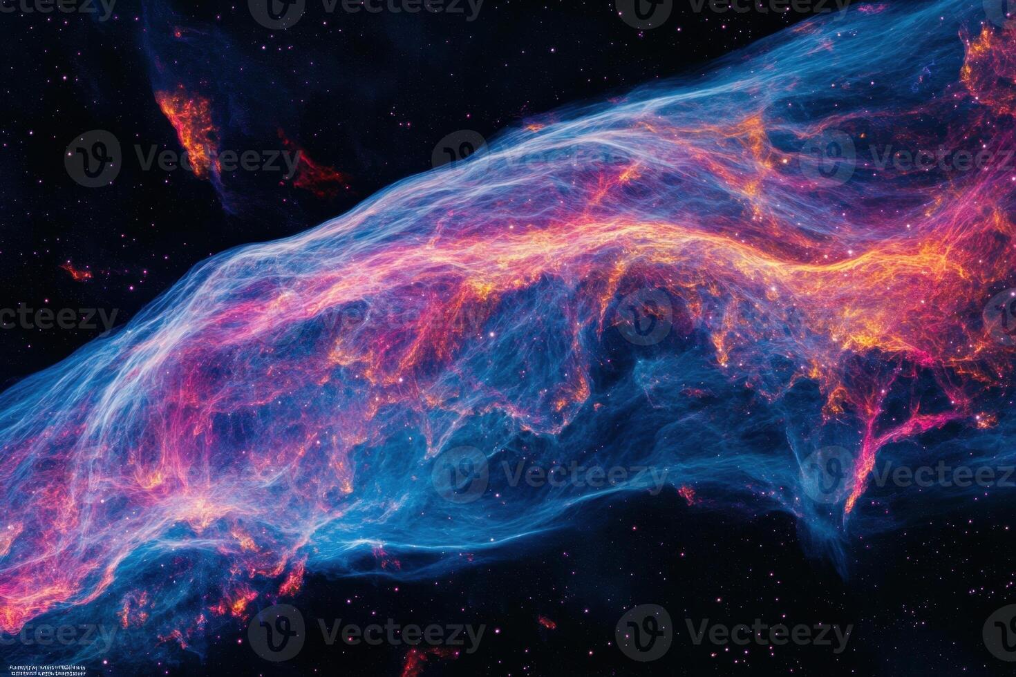 Abstract cosmic nebula with swirling colors and stars. photo