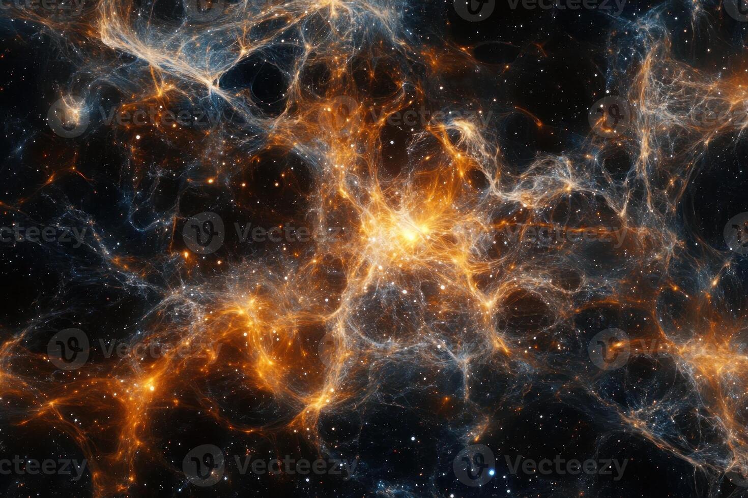 Abstract cosmic nebula with swirling gas and stars. photo