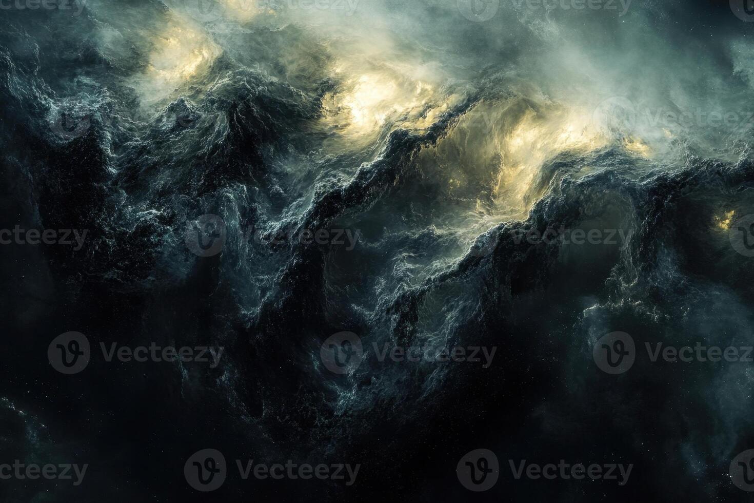 Abstract swirling cloud texture with yellow light peeking through. photo