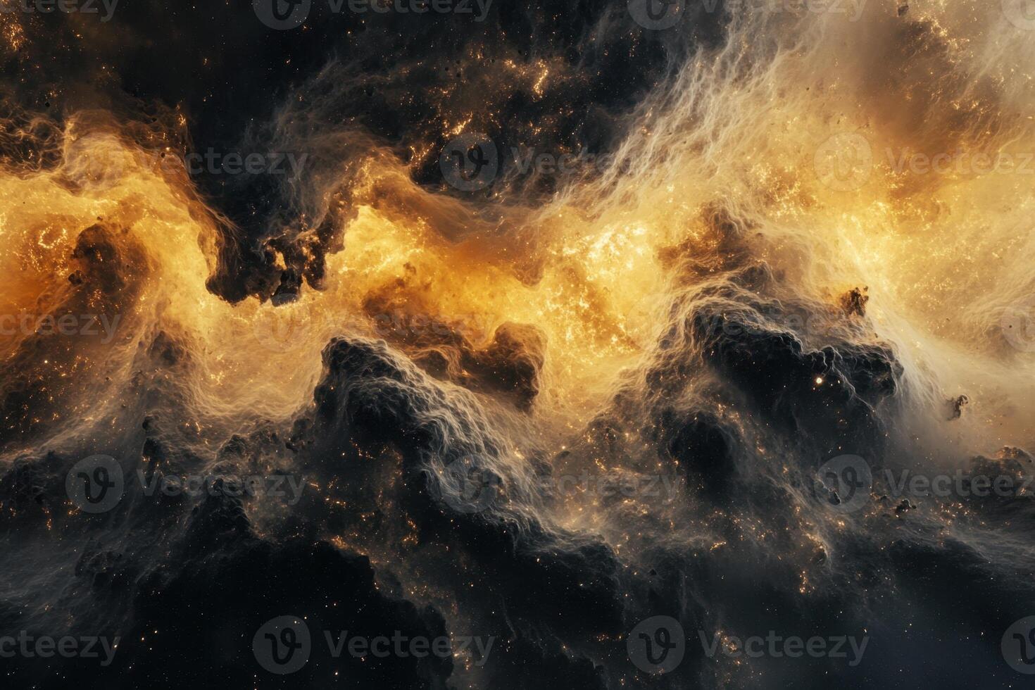 Abstract swirling clouds of golden and black. photo