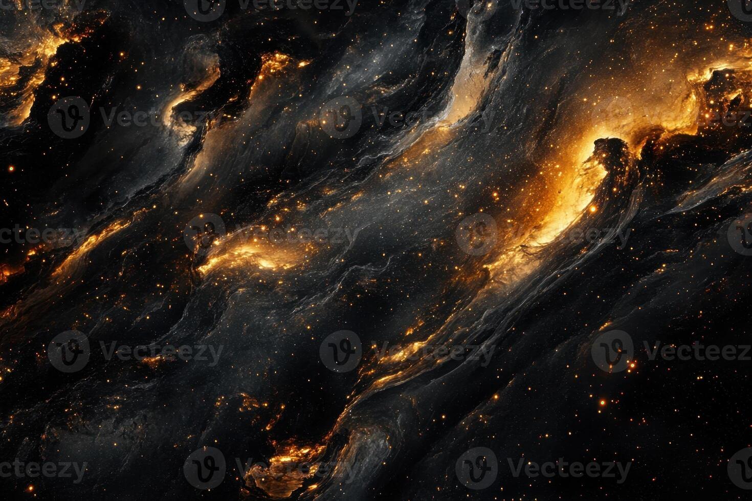 Abstract swirling nebula with golden glowing gas. photo