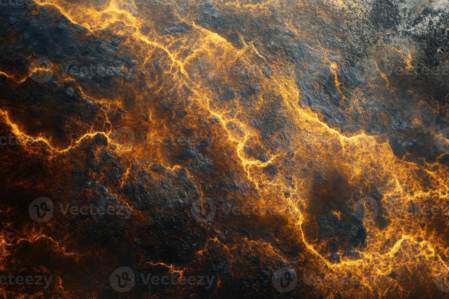Abstract texture of fiery orange veins on black surface. photo
