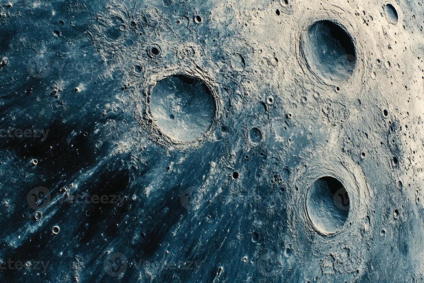 Close-up of the moon's surface with craters. photo