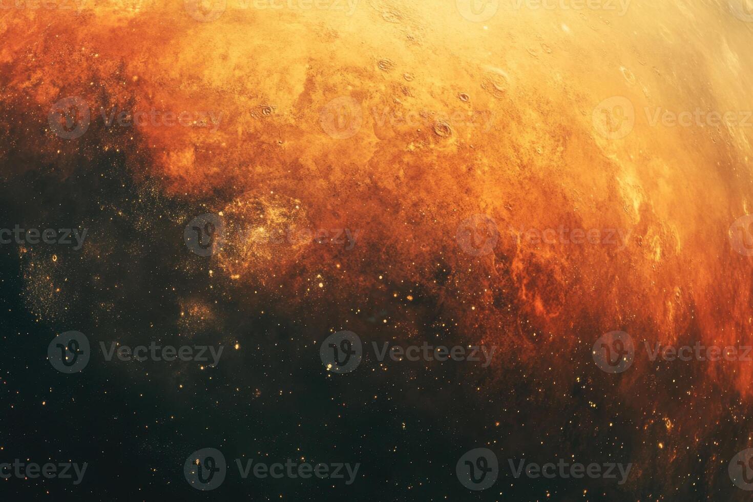 Closeup of the surface of Mars with a view of space. photo